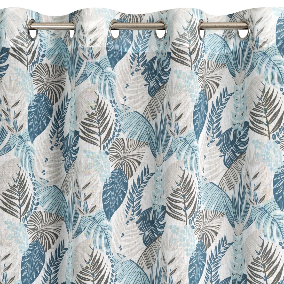 Závěs 140x250 cm bílo-modrý na kovové kroužky AMELA