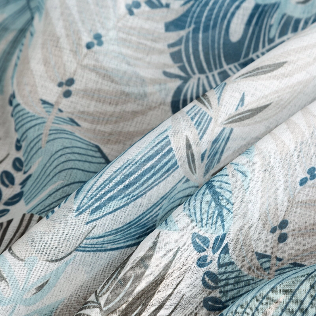 Závěs 140x250 cm bílo-modrý na kovové kroužky AMELA