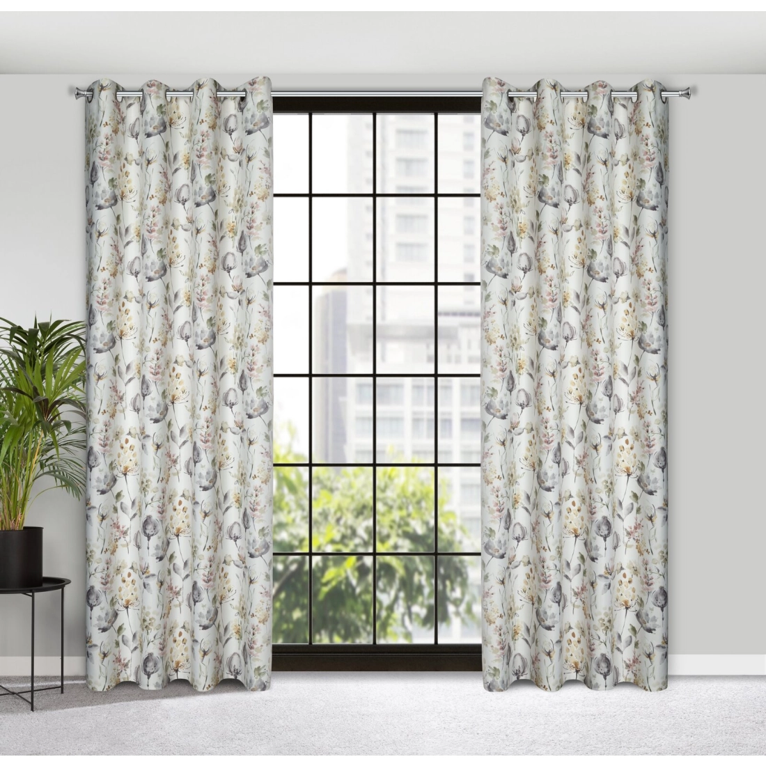 Záves 140x250 cm bielo-olivový na kovové krúžky ZOJA