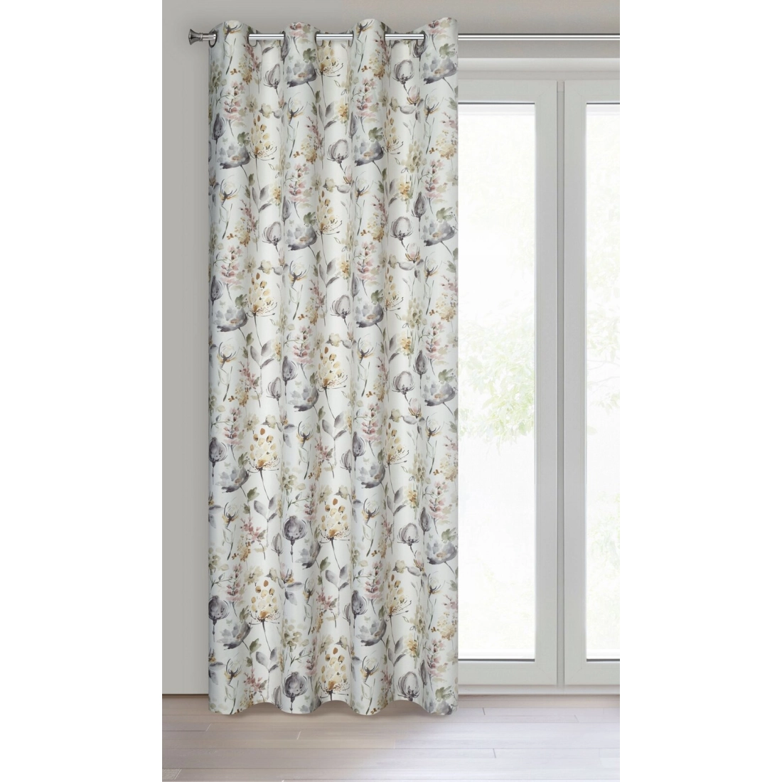 Záves 140x250 cm bielo-olivový na kovové krúžky ZOJA