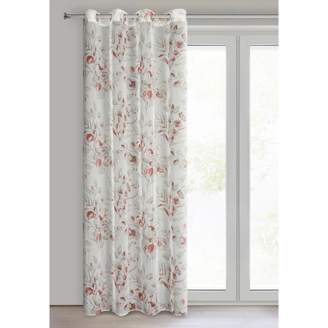 Záves 140x250 cm bielo-ružový na kovové krúžky AVA