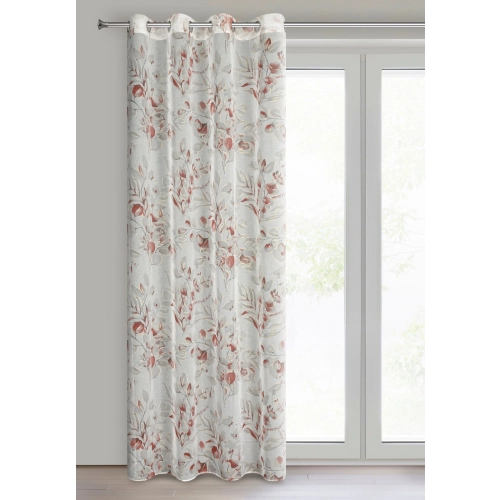 Záves 140x250 cm bielo-ružový na kovové krúžky AVA