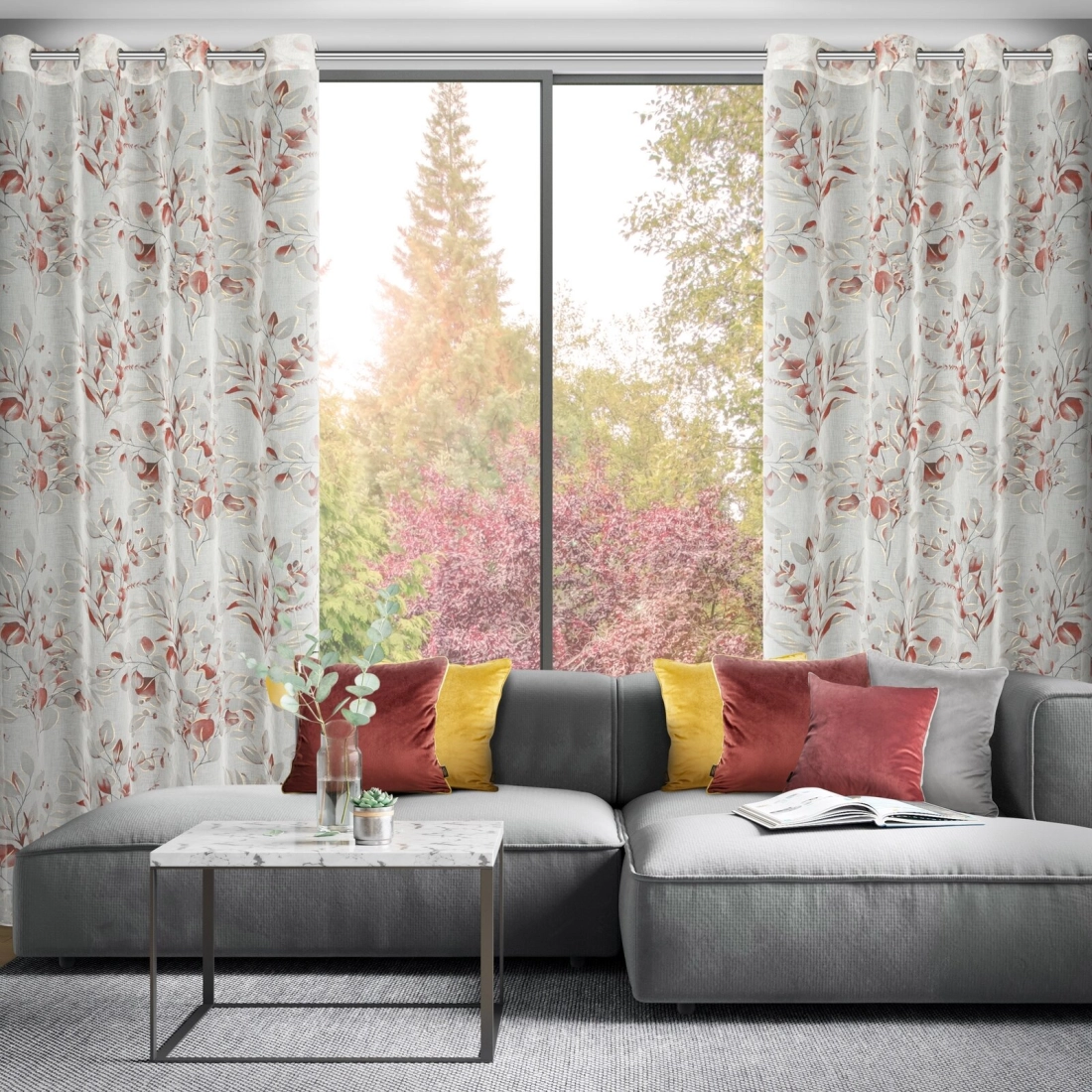 Záves 140x250 cm bielo-ružový na kovové krúžky AVA