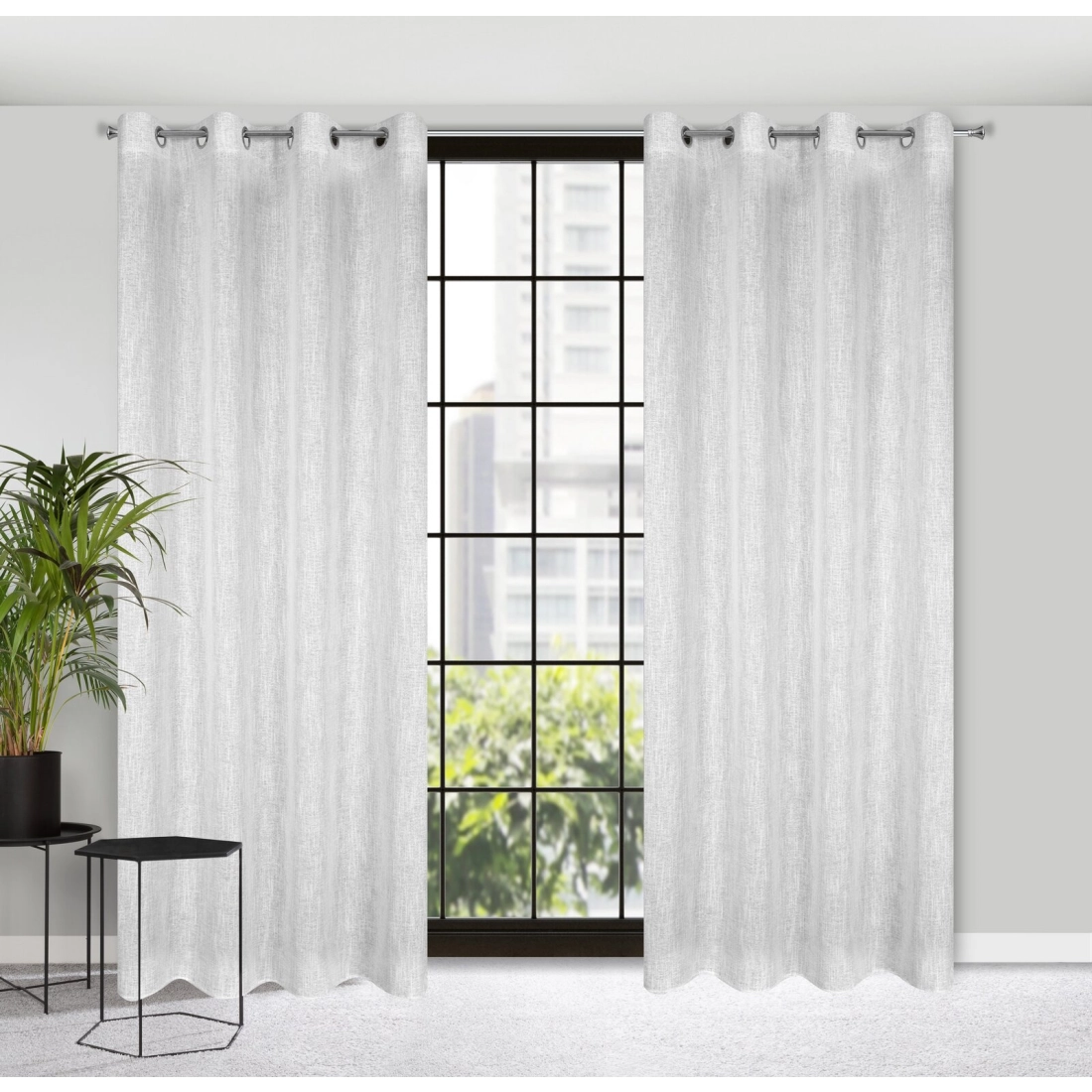 Záves 140x250 cm bielo-strieborný na kovové krúžky AGNES