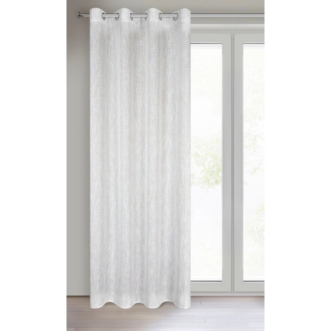 Záves 140x250 cm bielo-strieborný na kovové krúžky AGNES