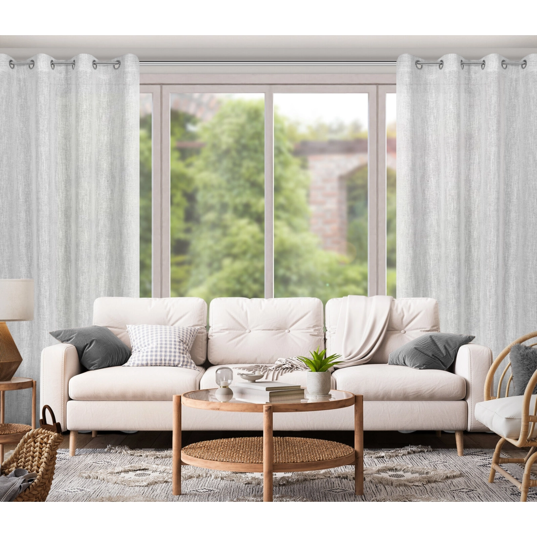 Záves 140x250 cm bielo-strieborný na kovové krúžky AGNES