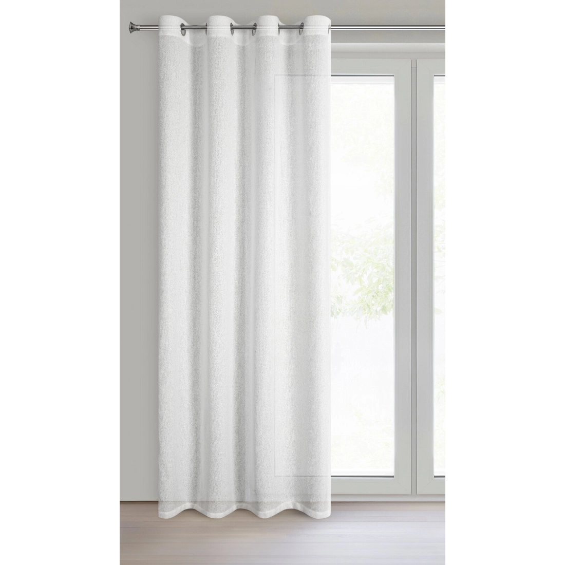 Závěs 140x250 cm bílostříbrný na kovové kroužky ESSI