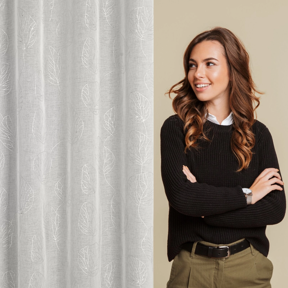 Záves 140x250 cm bielo strieborný na kovové krúžky LORI