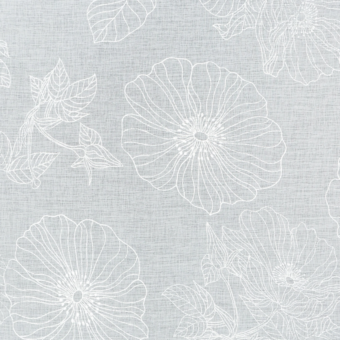 Závěs 140x250 cm bílo-stříbrný s květinovým motivem na kovové kroužky SAGI