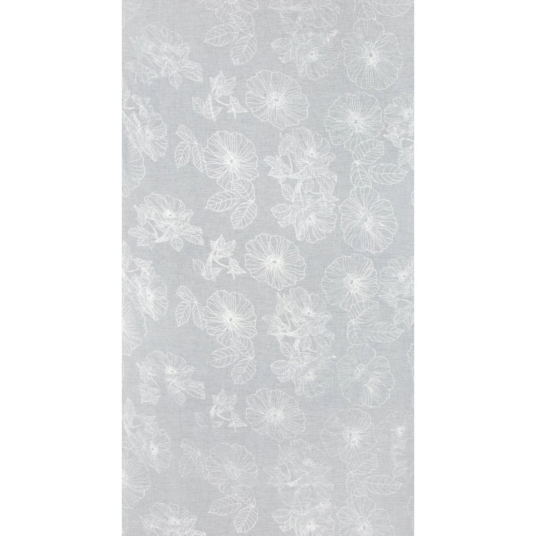 Závěs 140x250 cm bílo-stříbrný s květinovým motivem na kovové kroužky SAGI