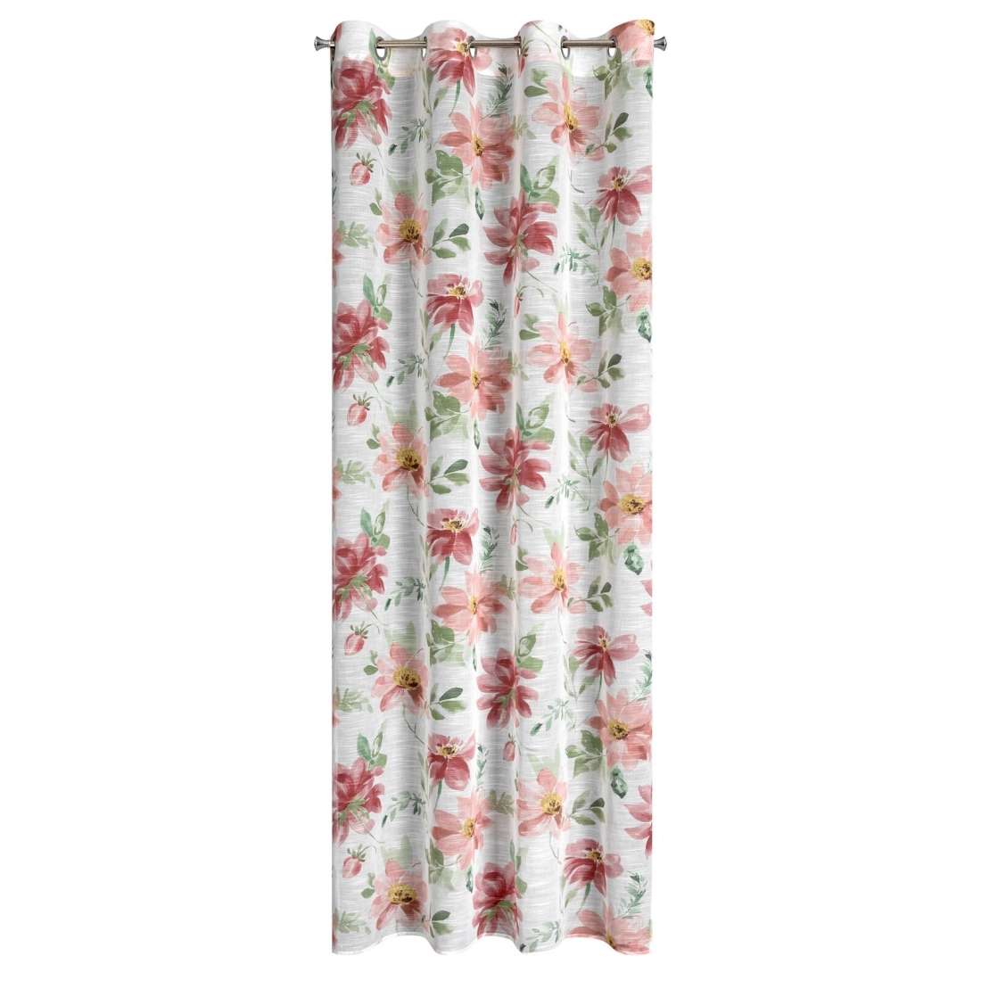 Závěs 140x250 cm bílý tmavě růžový na kovové kroužky DEBI