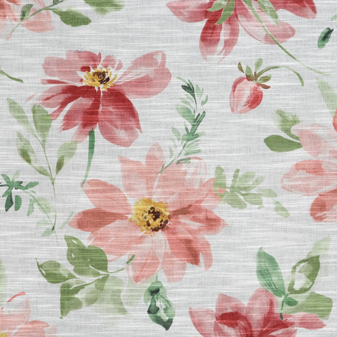 Závěs 140x250 cm bílý tmavě růžový na kovové kroužky DEBI