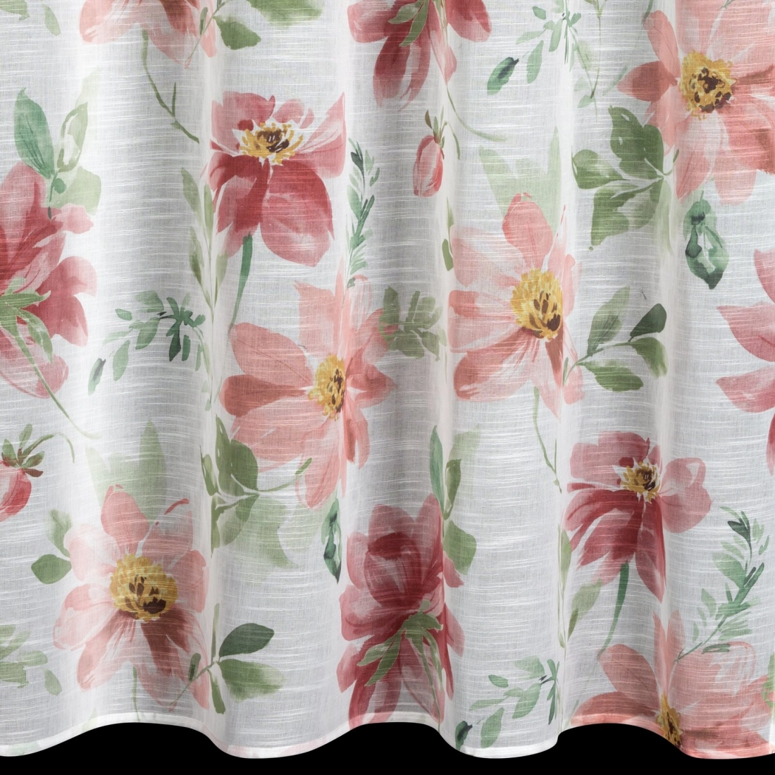 Závěs 140x250 cm bílý tmavě růžový na kovové kroužky DEBI