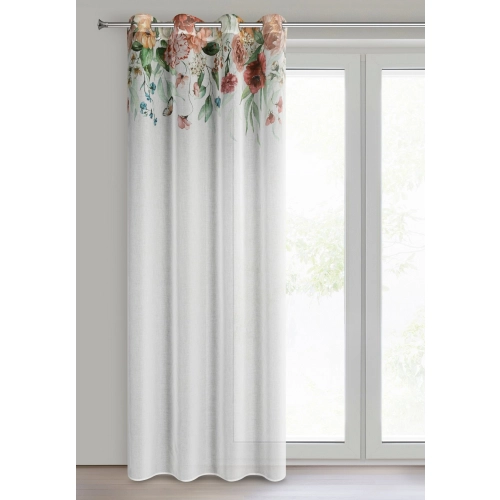 Závěs 140x250 cm bílý tmavě růžový na kovové kroužky RISA