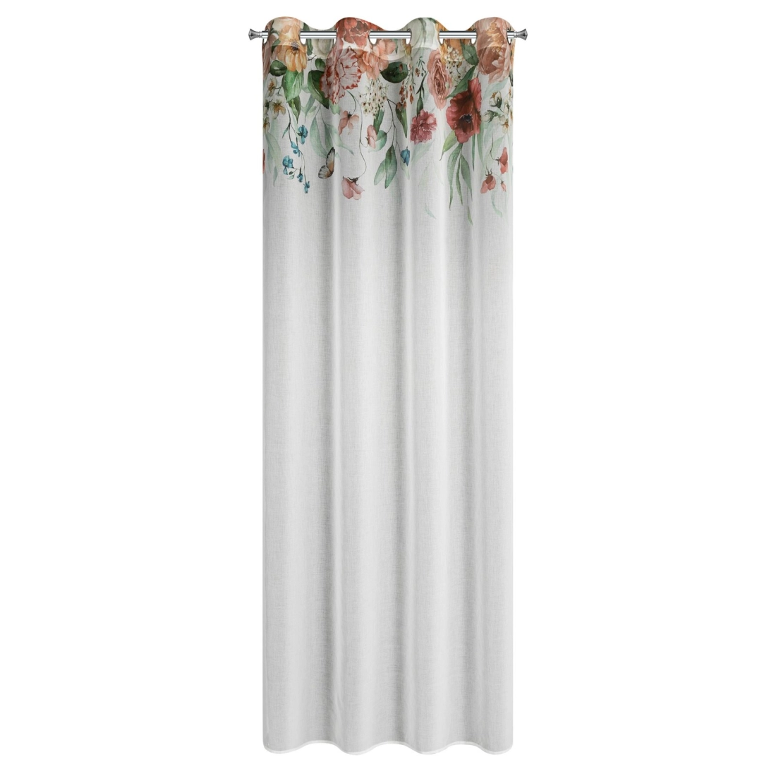 Závěs 140x250 cm bílý tmavě růžový na kovové kroužky RISA