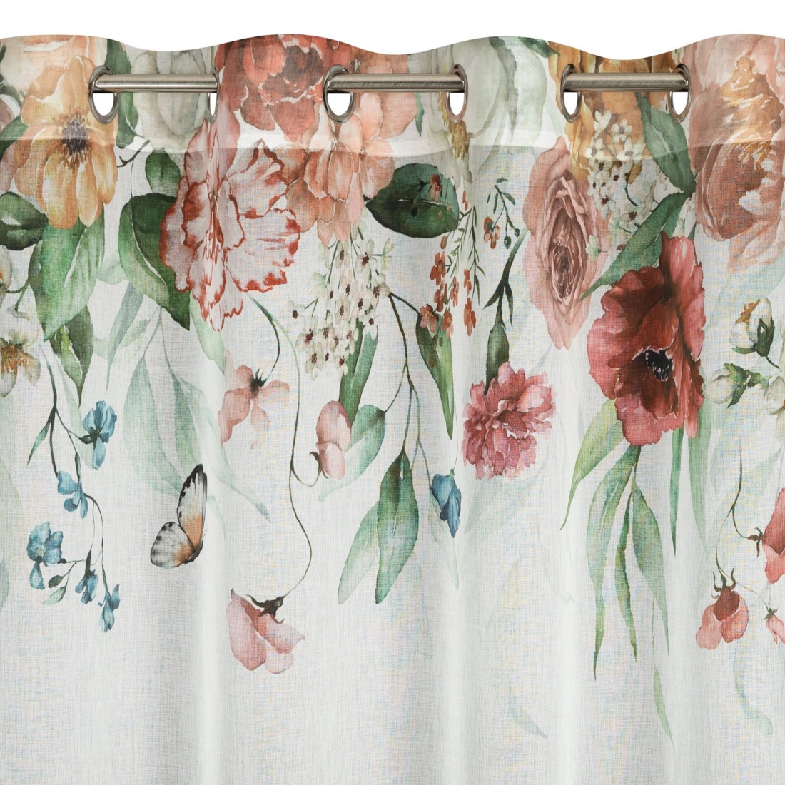 Závěs 140x250 cm bílý tmavě růžový na kovové kroužky RISA