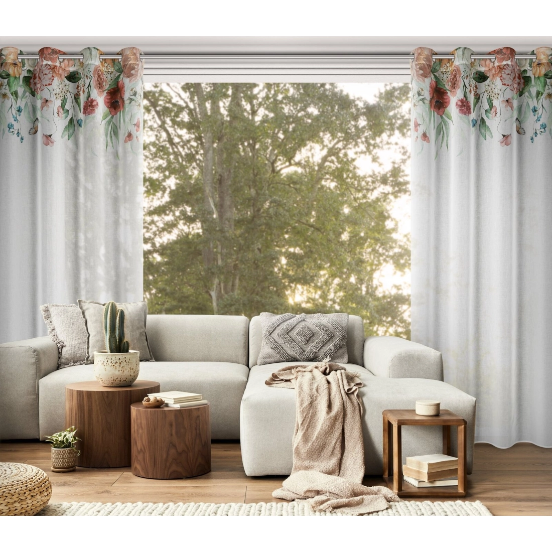 Závěs 140x250 cm bílý tmavě růžový na kovové kroužky RISA