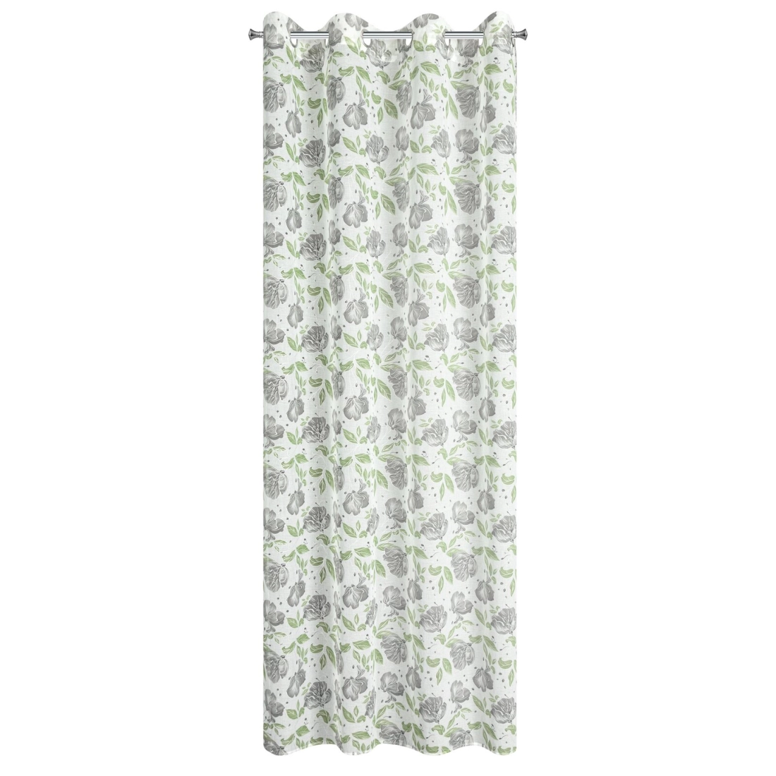 Záves 140x250 cm bielo zelený na kovové krúžky DARI