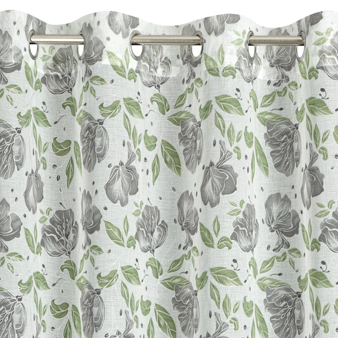 Záves 140x250 cm bielo zelený na kovové krúžky DARI