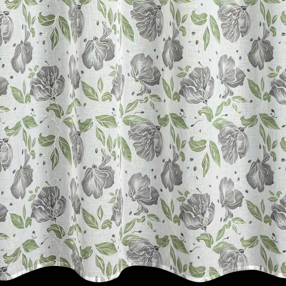 Záves 140x250 cm bielo zelený na kovové krúžky DARI