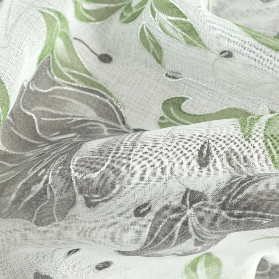 Záves 140x250 cm bielo zelený na kovové krúžky DARI