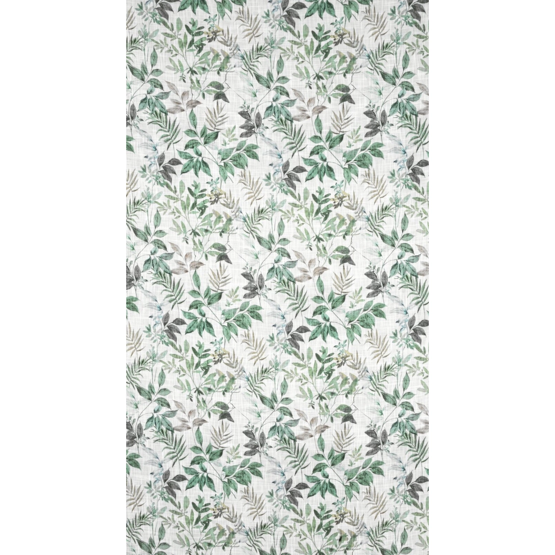 Záves 140x250 cm bielo-zelený s motívom listov na kovové krúžky AMANDA