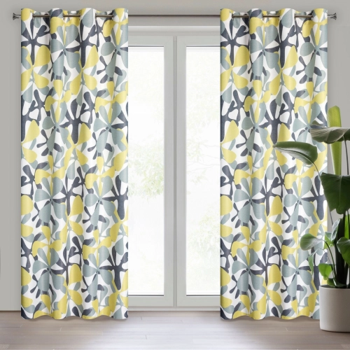 Záves 140x250 cm bielo-žltý na kovové krúžky DORIN Design 91