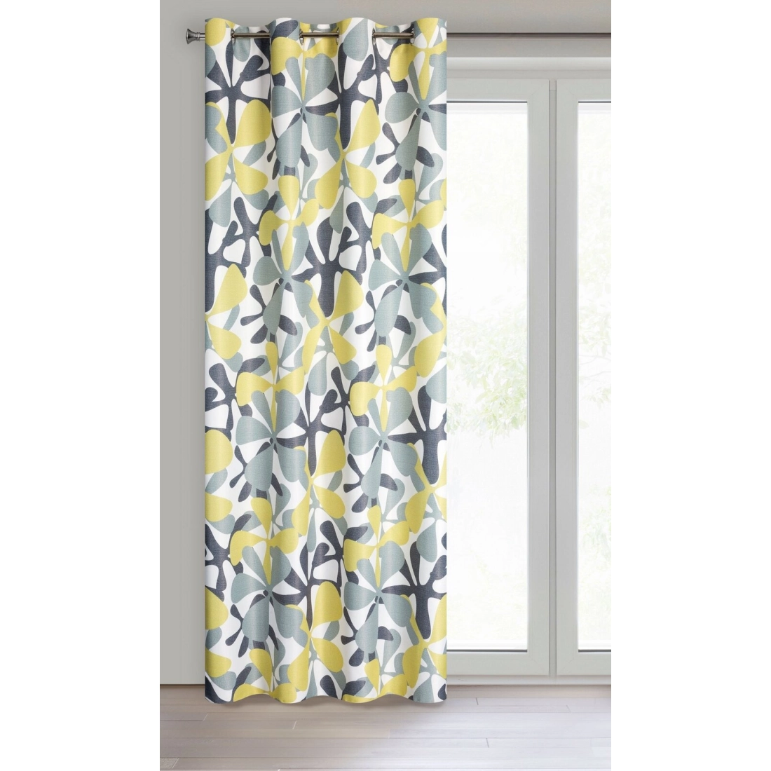 Záves 140x250 cm bielo-žltý na kovové krúžky DORIN Design 91