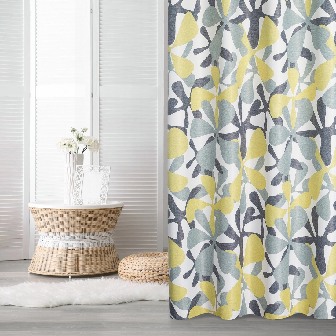 Záves 140x250 cm bielo-žltý na kovové krúžky DORIN Design 91