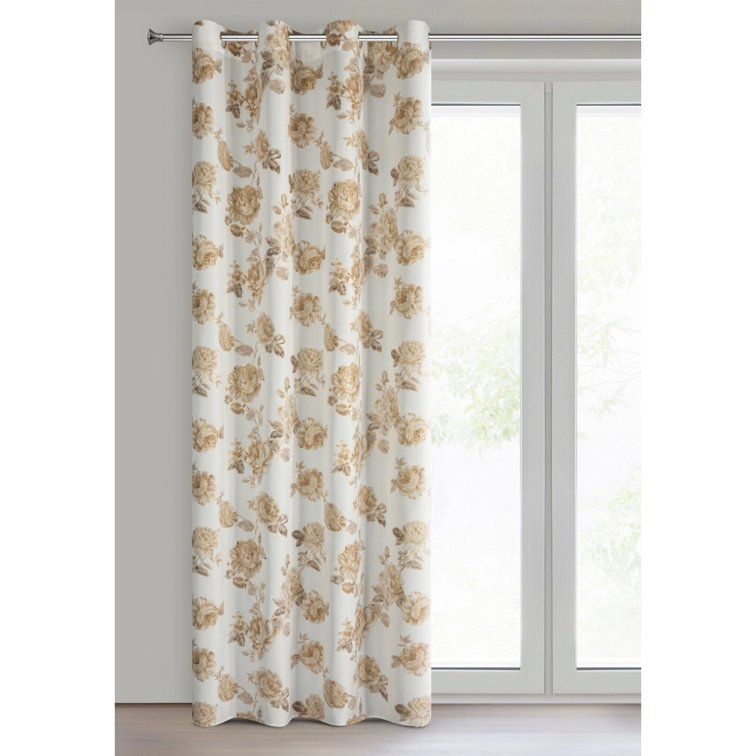 Závěs 140x250 cm bílý béžový na kovové kroužky AVANI