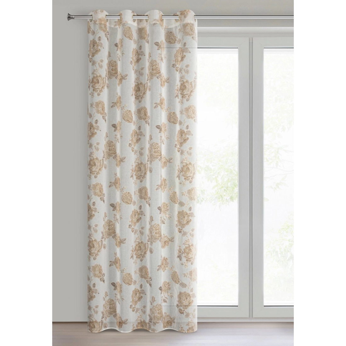 Záves 140x250 cm biely béžový na kovové krúžky MELA