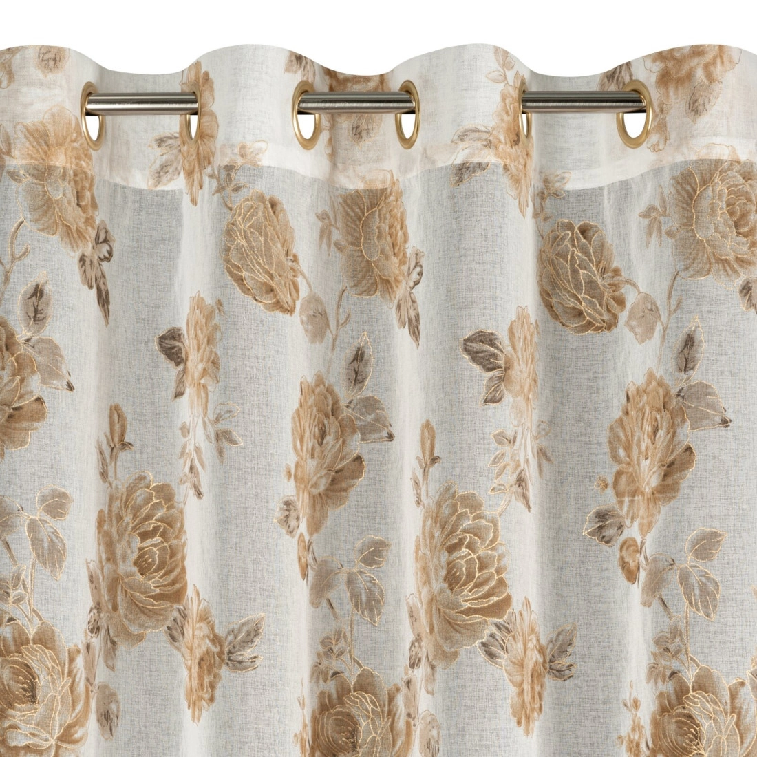 Záves 140x250 cm biely béžový na kovové krúžky MELA