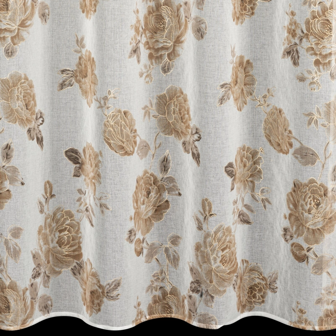 Záves 140x250 cm biely béžový na kovové krúžky MELA