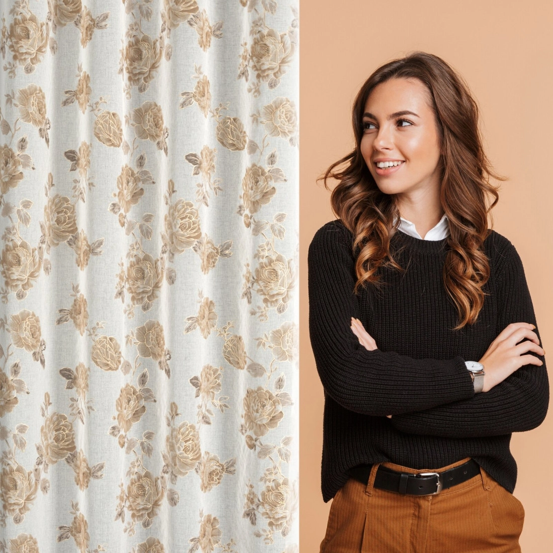 Záves 140x250 cm biely béžový na kovové krúžky MELA