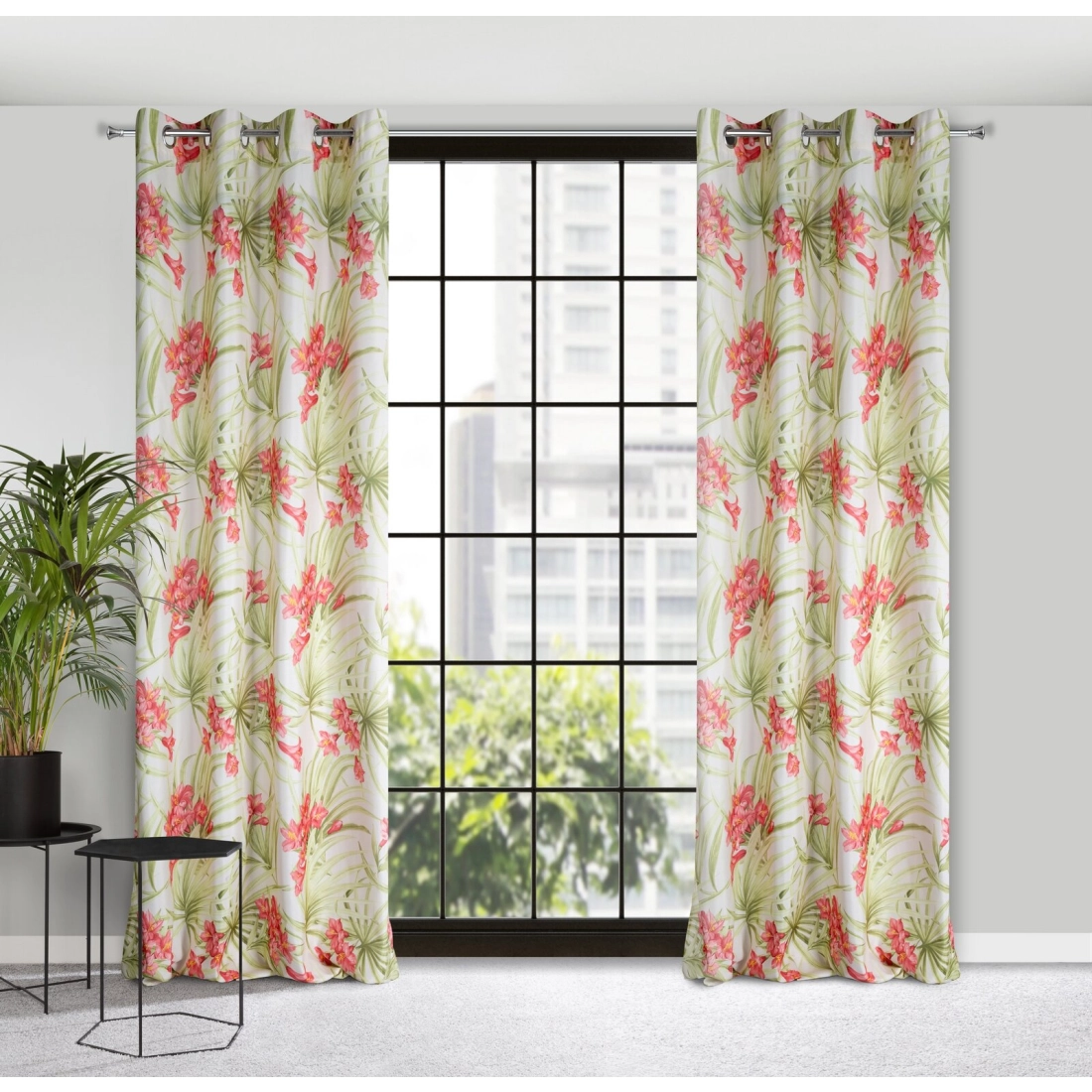 Záves 140x250 cm biely, červený na kovové krúžky MARI