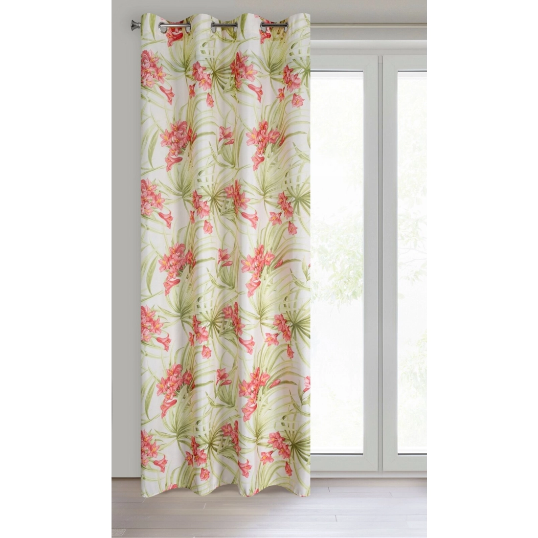 Záves 140x250 cm biely, červený na kovové krúžky MARI