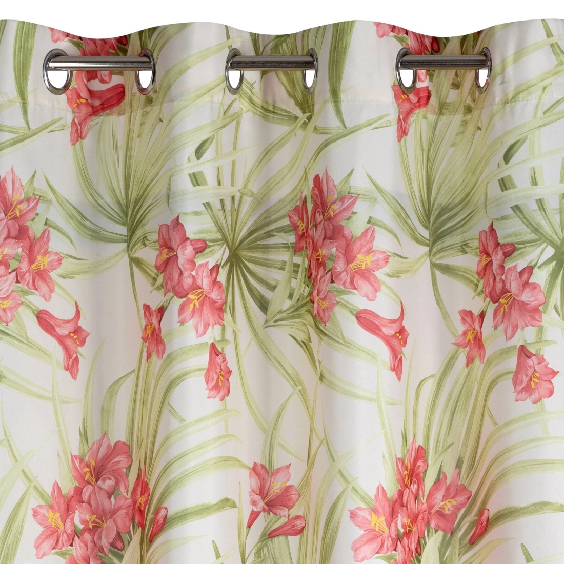 Záves 140x250 cm biely, červený na kovové krúžky MARI