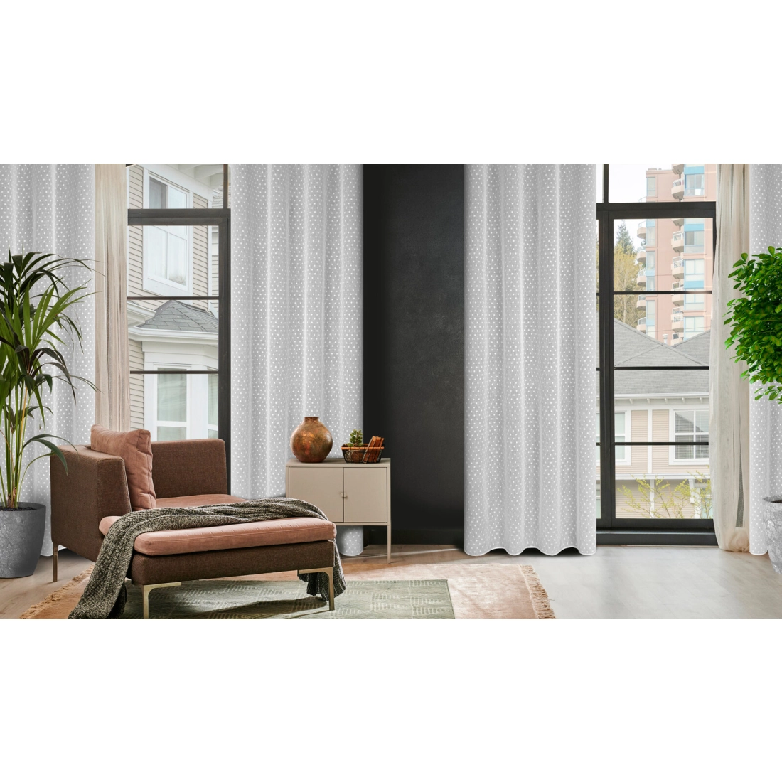 Záves 140x250 cm biely etamínový na kovové krúžky HANIA