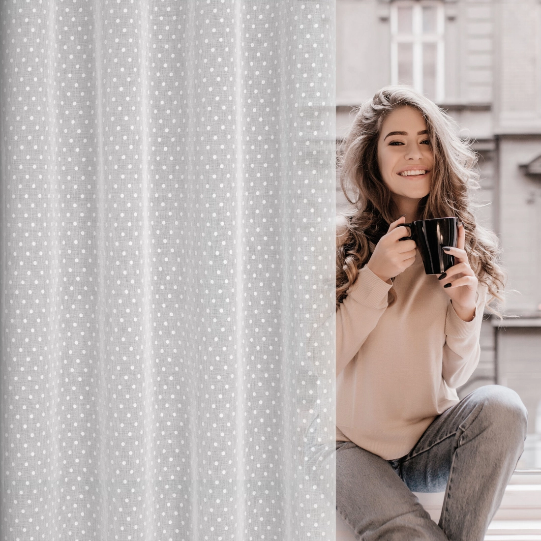 Záves 140x250 cm biely etamínový na kovové krúžky HANIA