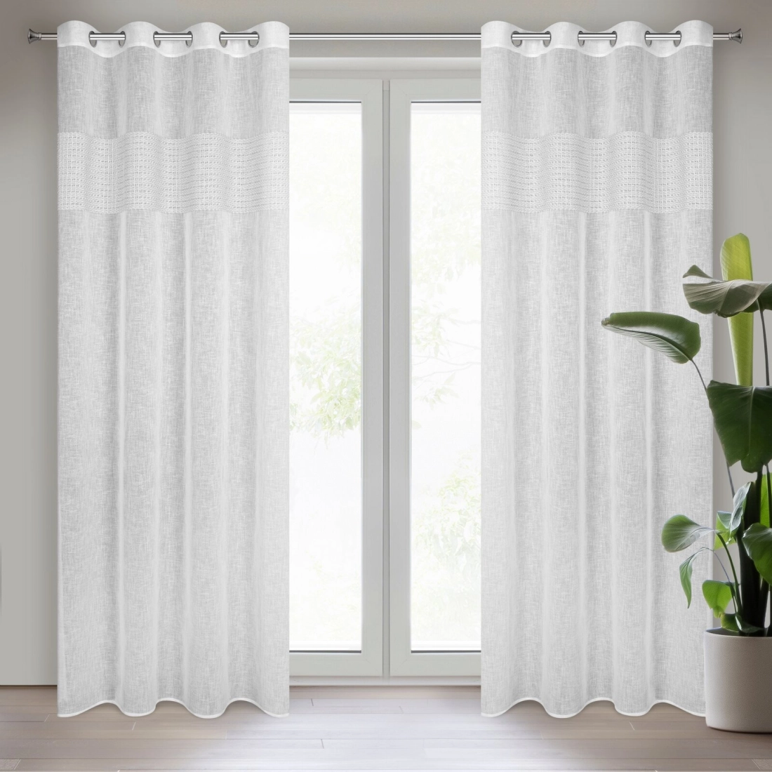 Záves 140x250 cm biely etamínový na kovové krúžky VICKY