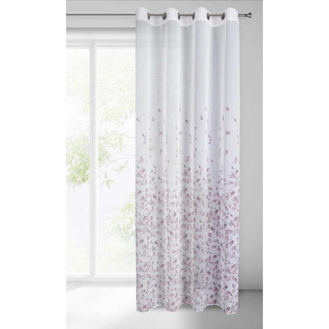 Záves 140x250 cm biely, fialový na kovové krúžky NOEMI