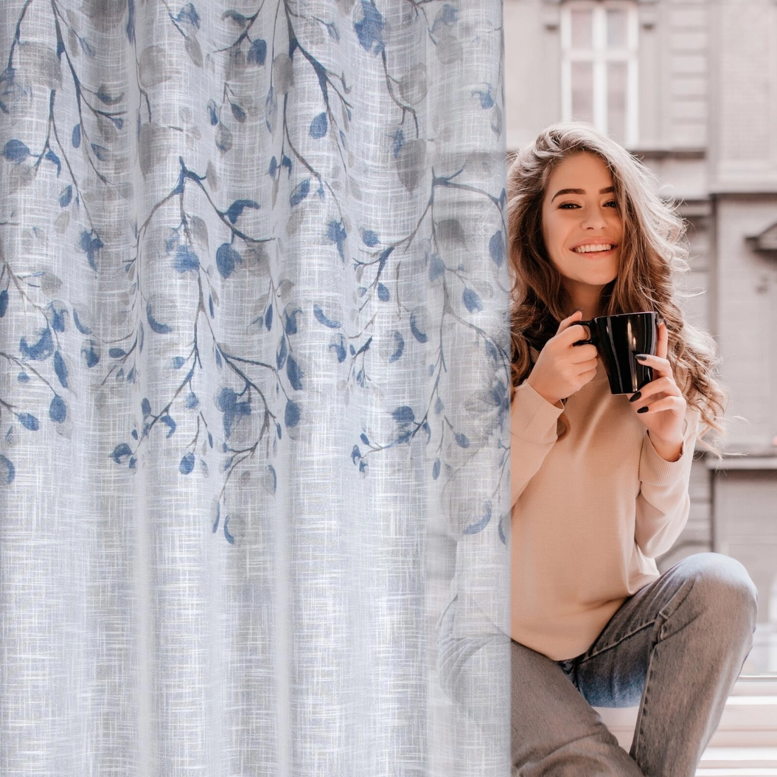 Záves 140x250 cm biely, granátový na kovové krúžky ANA