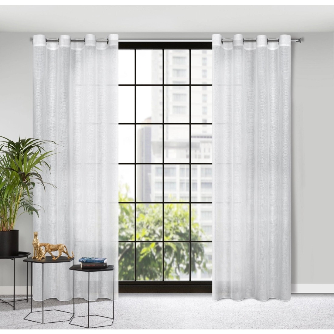 Záves 140x250 cm biely na kovové krúžky CINDY