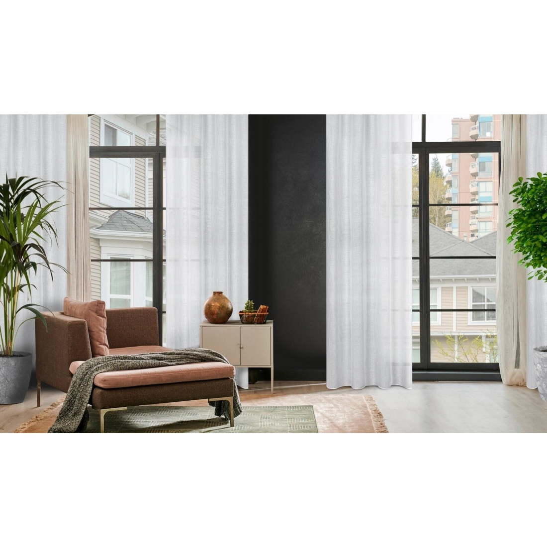 Záves 140x250 cm biely na kovové krúžky CINDY