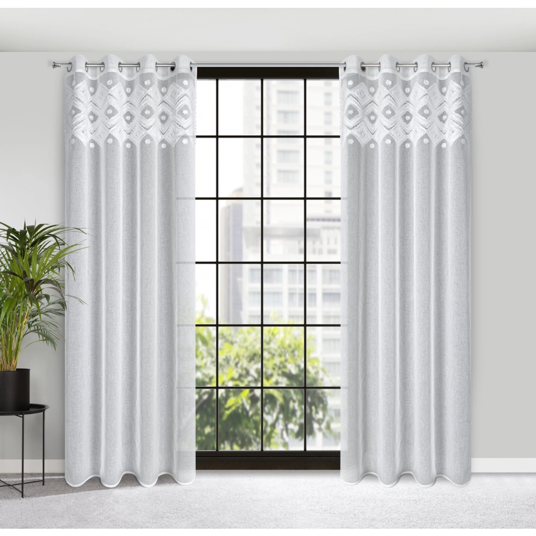 Záves 140x250 cm biely na kovové krúžky ESTERA