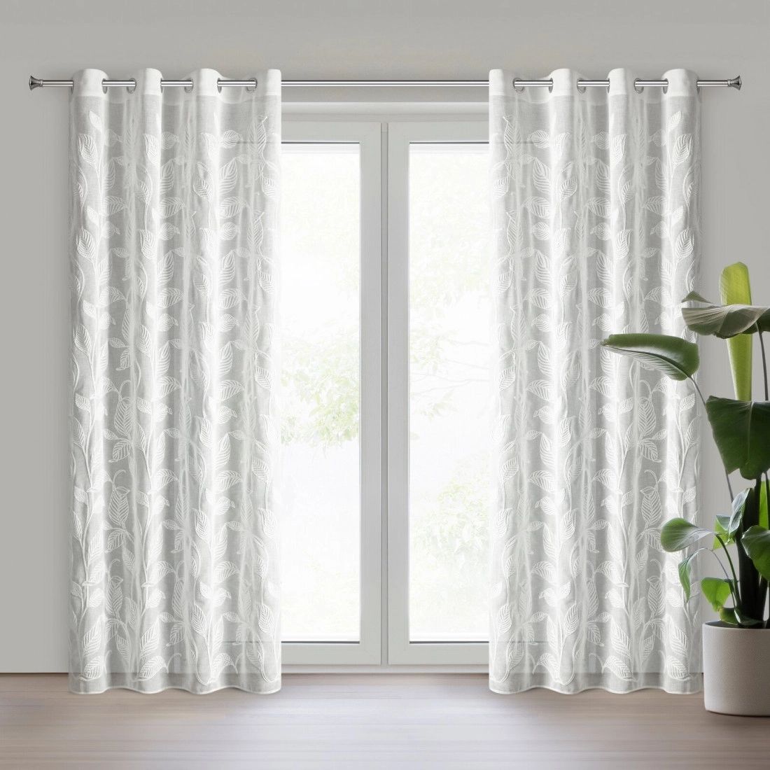 Záves 140x250 cm biely na kovové krúžky HOLI