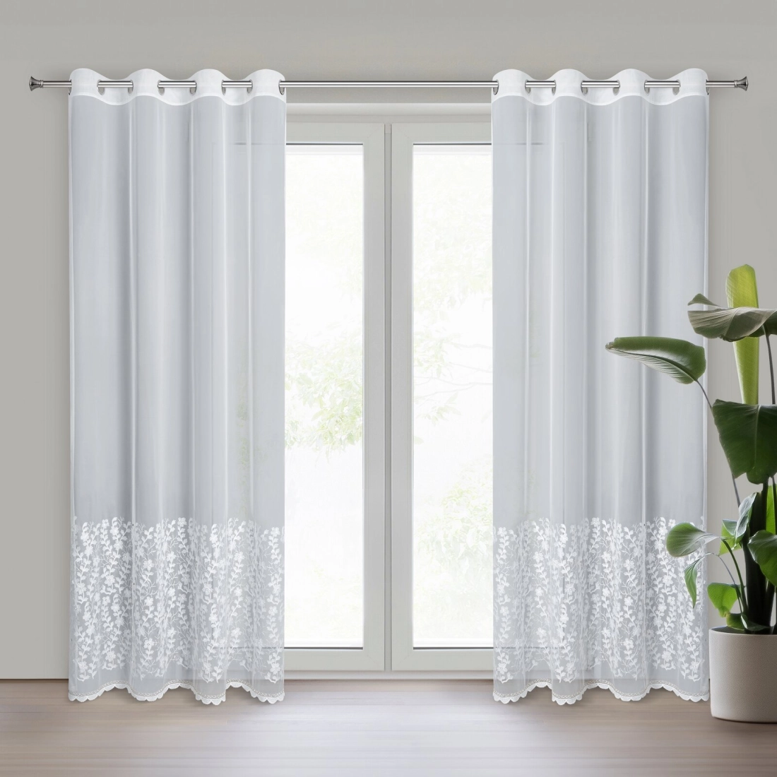 Záves 140x250 cm biely na kovové krúžky INGA EVA MINGE