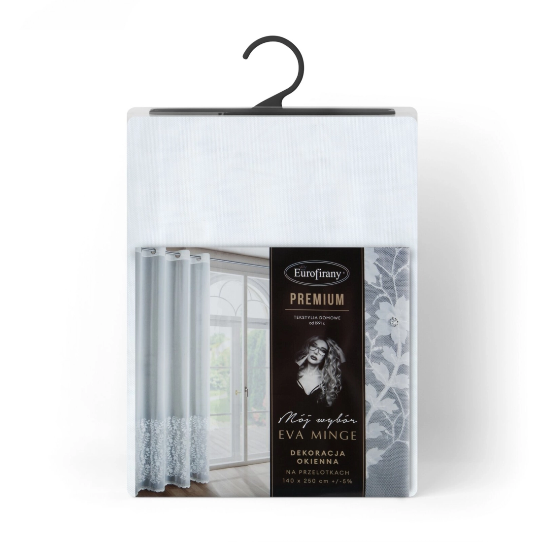 Záves 140x250 cm biely na kovové krúžky INGA EVA MINGE