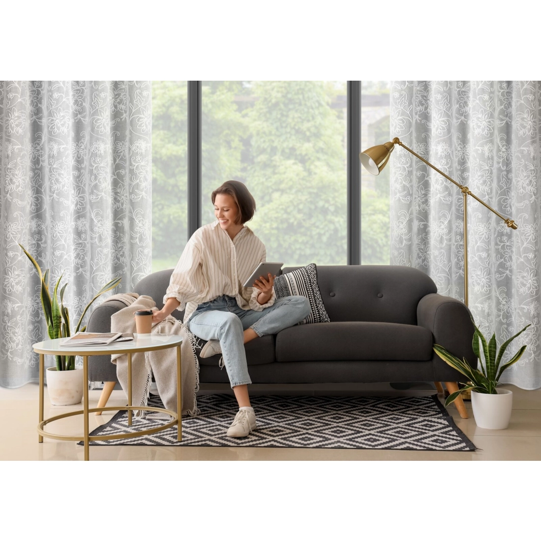 Záves 140x250 cm biely na kovové krúžky LILY