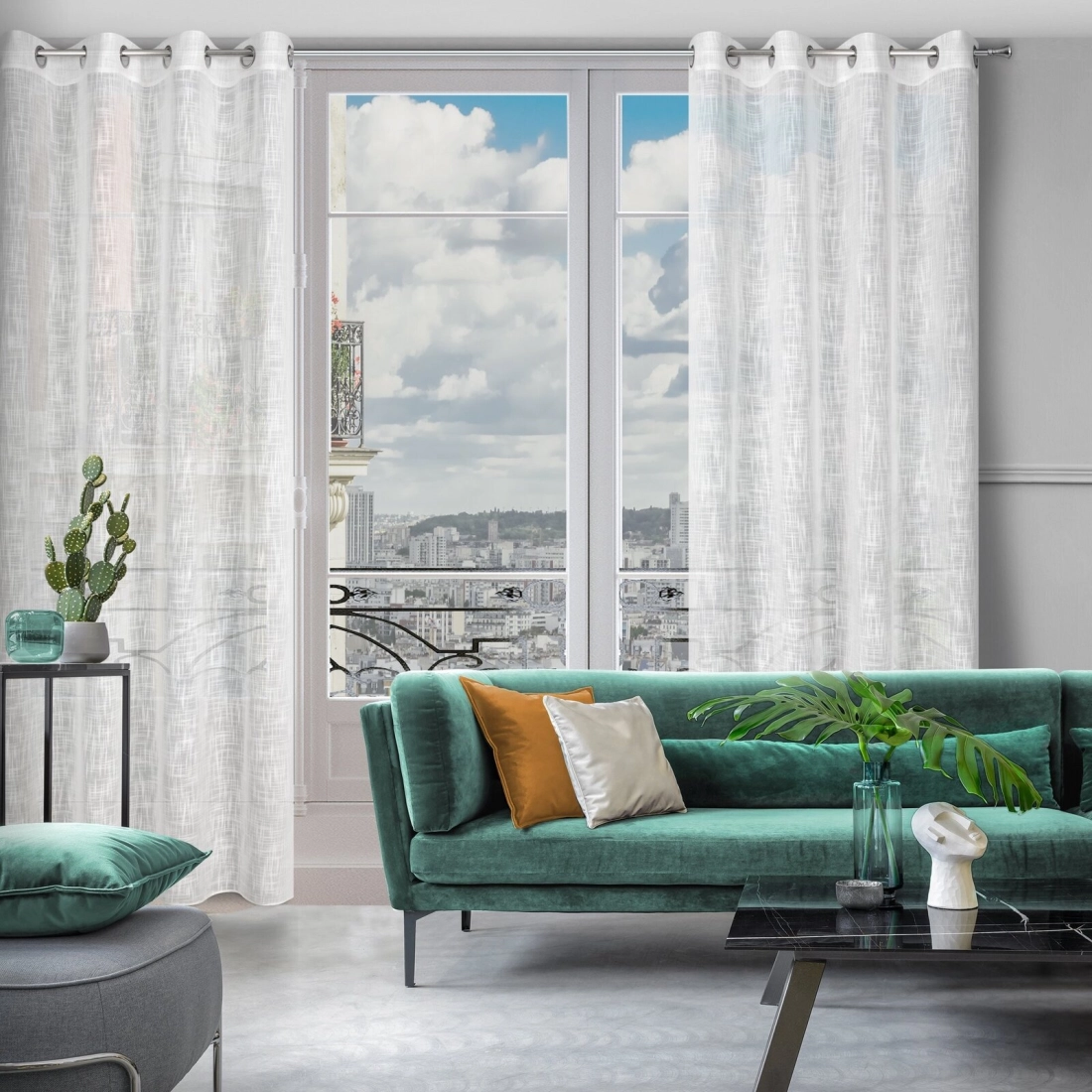 Záves 140x250 cm biely na kovové krúžky LIREN